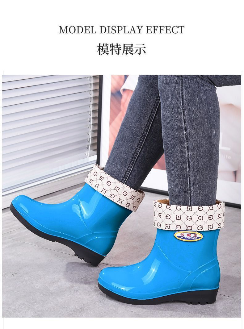 雨鞋低帮舒适厚款四季水胶鞋女士中筒厚底冬季高筒防滑水晶拖鞋详情9