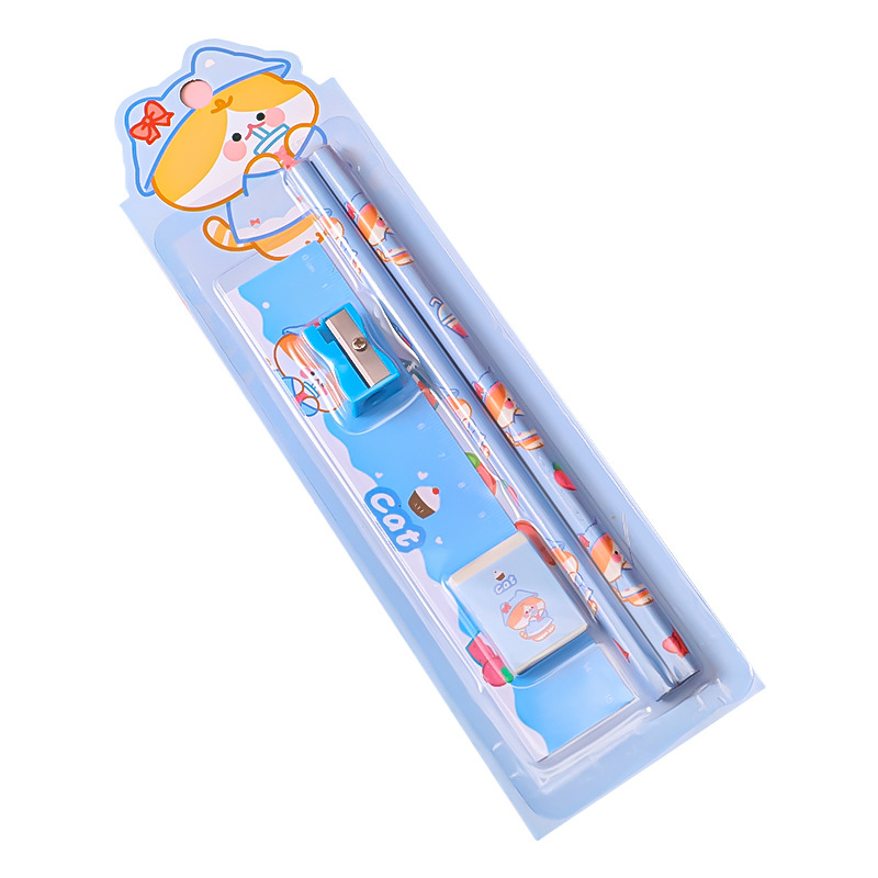 儿童铅笔文具/组合5件套卡白底实物图