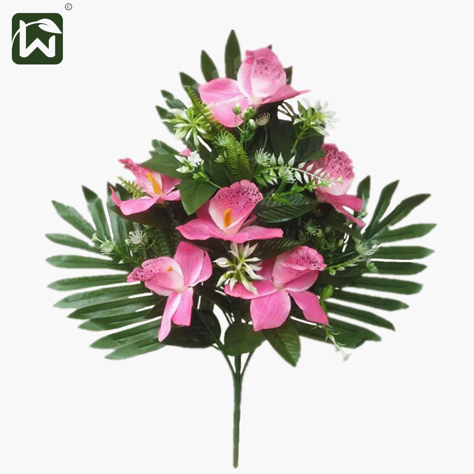 Factory direct sales of fan-shaped artificial roses, wedding and home decoration flower arrangements, flower art, artificial flowers wholesale, 12-head lilies Specification image