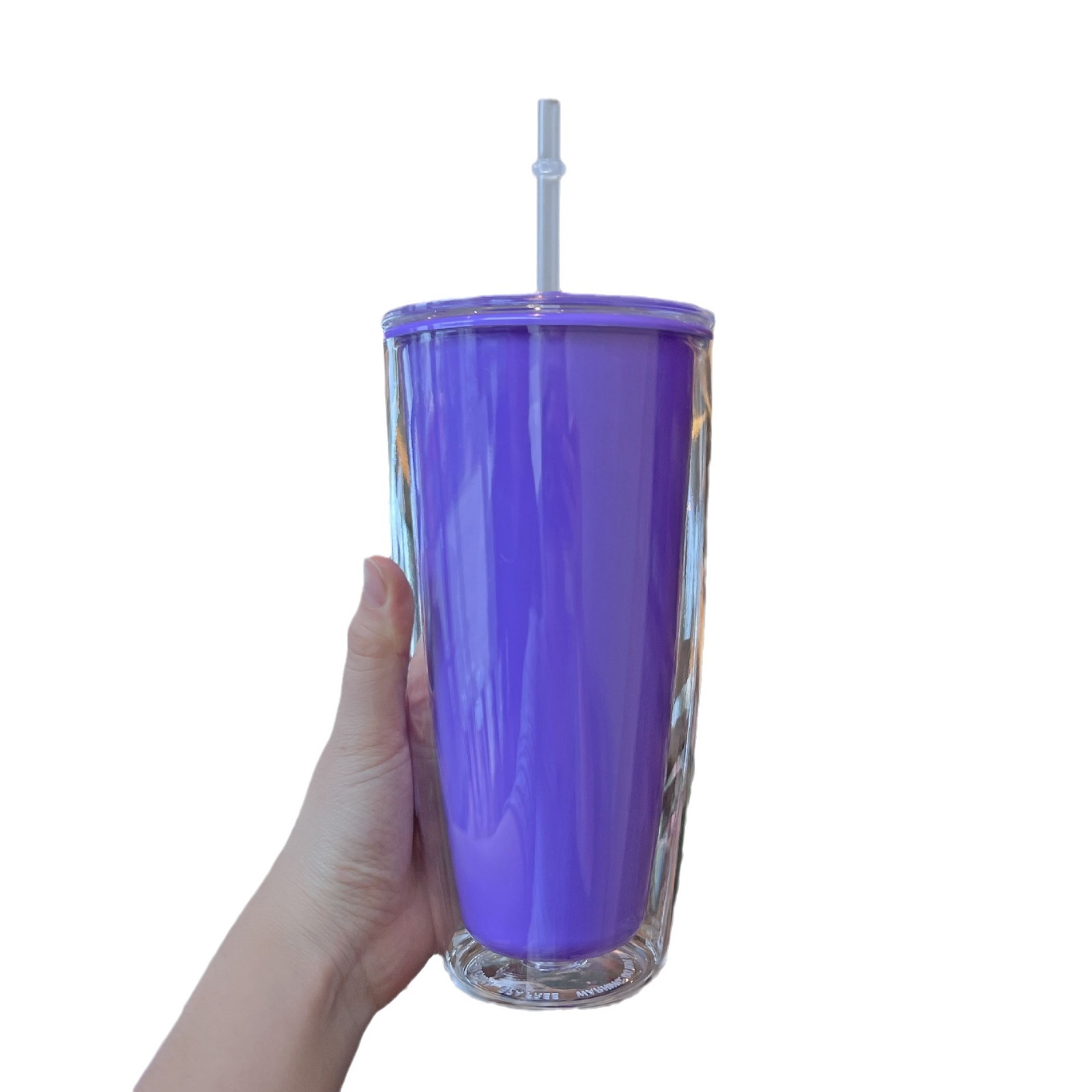 Cross-Border New Net Red High Appearance Level Water Cup Wholesale Double Plastic Cup Portable Couple Straw Cup Creative Queen Cup Item Picture