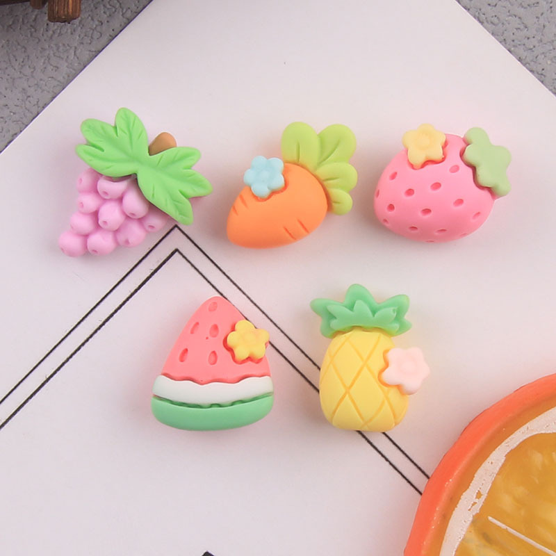 Five-color fruit flower resin cream glue phone case headband hair clip accessories diy factory wholesale water cup stickers