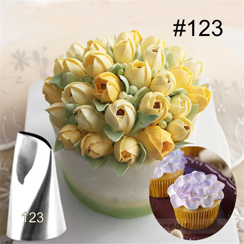 Cross Border Rose Decorating Tip 5-Piece Petal Cream Bean Paste Tip Set #123#124K#126K Baking Kit details Picture