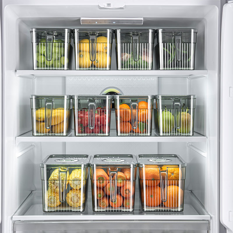 答案：冰箱保鲜盒/塑料厨房/冷冻PET/大容量手柄/透明收纳盒细节图