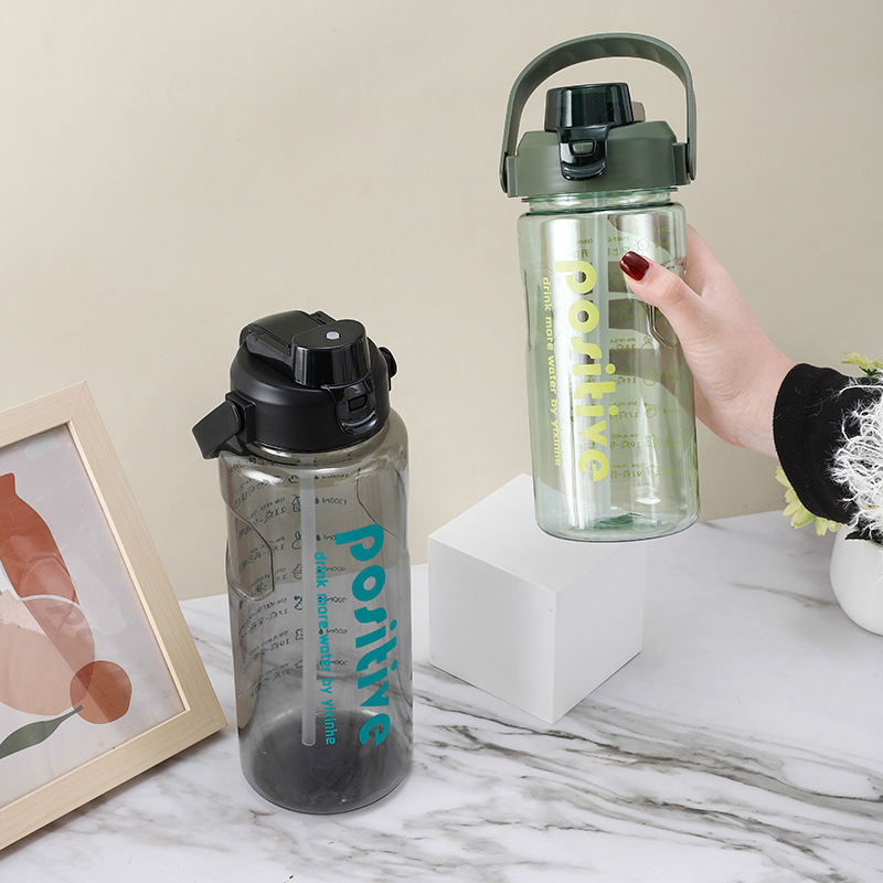 Direct drinking water cup, outdoor sports fitness cup, large-capacity outdoor sports water bottle, portable hand-held plastic water cup Specification image