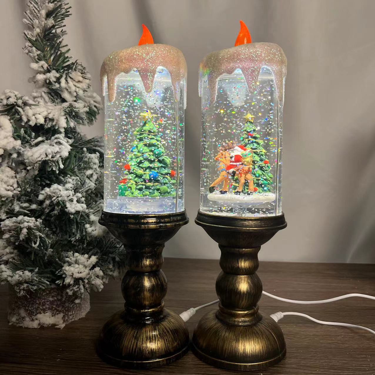 Christmas Candle Light Can Be Rotated With Music Creative Decorations Snow Lights Christmas Gift Scene Layout Specification drawing