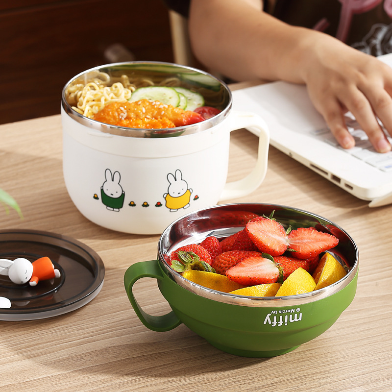 Mifei 304 stainless steel instant noodle bowl for dormitories, student soup bowl with lid, instant noodle bowl, round lunch box rice bowl Application Scenario