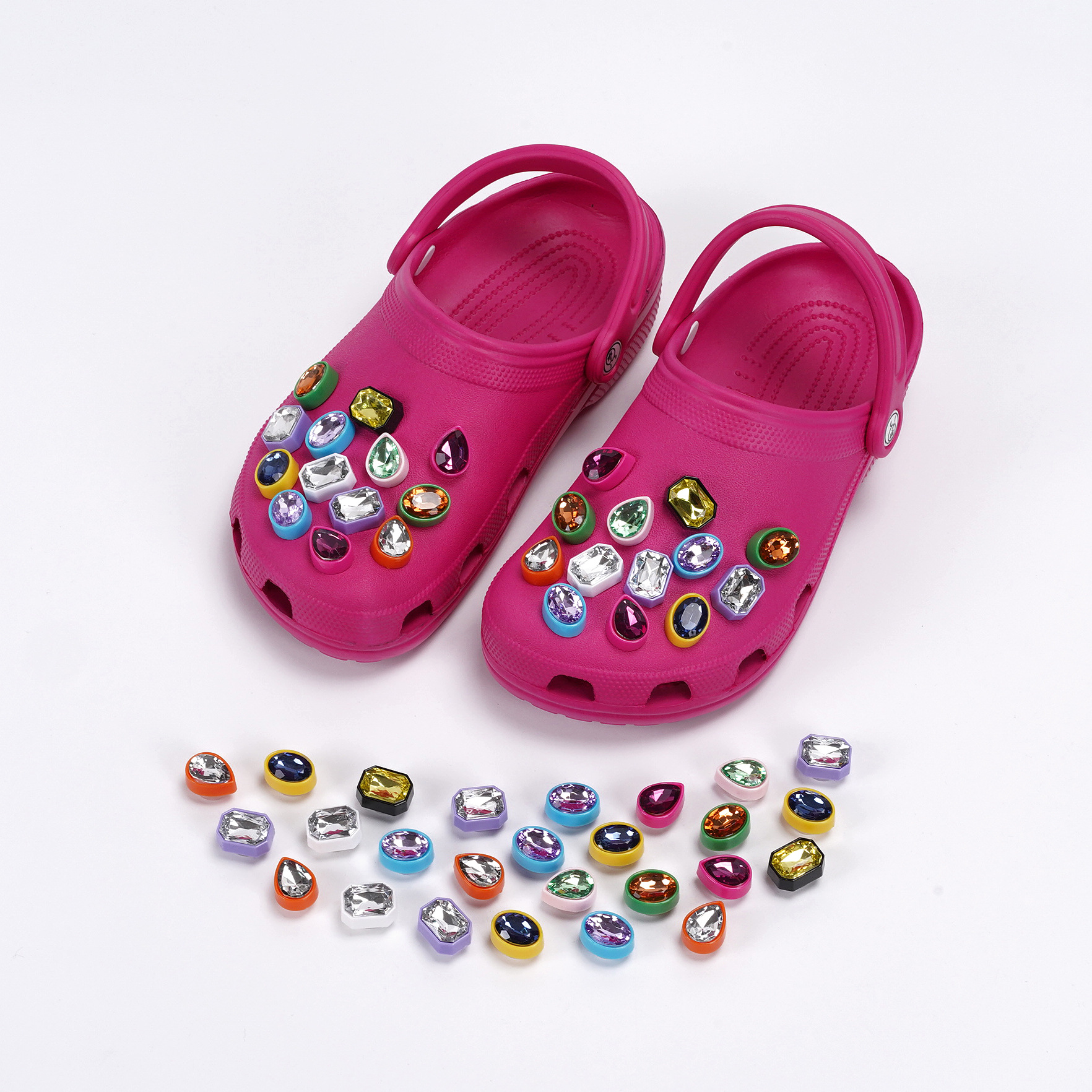 Cross-Border New Crocs Buckle Diy Accessories Removable Fashion Color Diamond Decorative Garden Shoes Flower Shoe Buckle Set