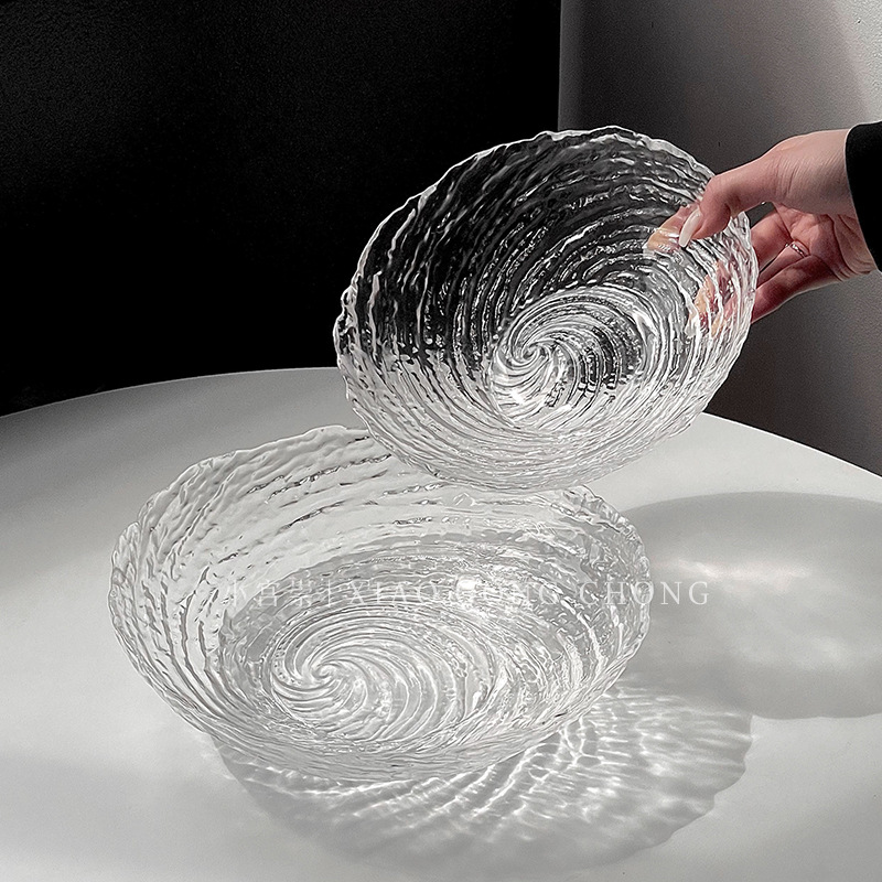 Yu Li Senior Sense Irregular Ice Grain Glass Bowl Fruit Tray Home Living Room Coffee Table Sugar Water Dessert Bowl Vegetable Sand