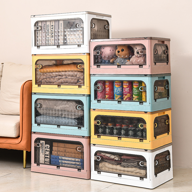 Storage box, household plastic wardrobe, clothes organization box, transparent and foldable book, toy, snack, clothing storage box 0753