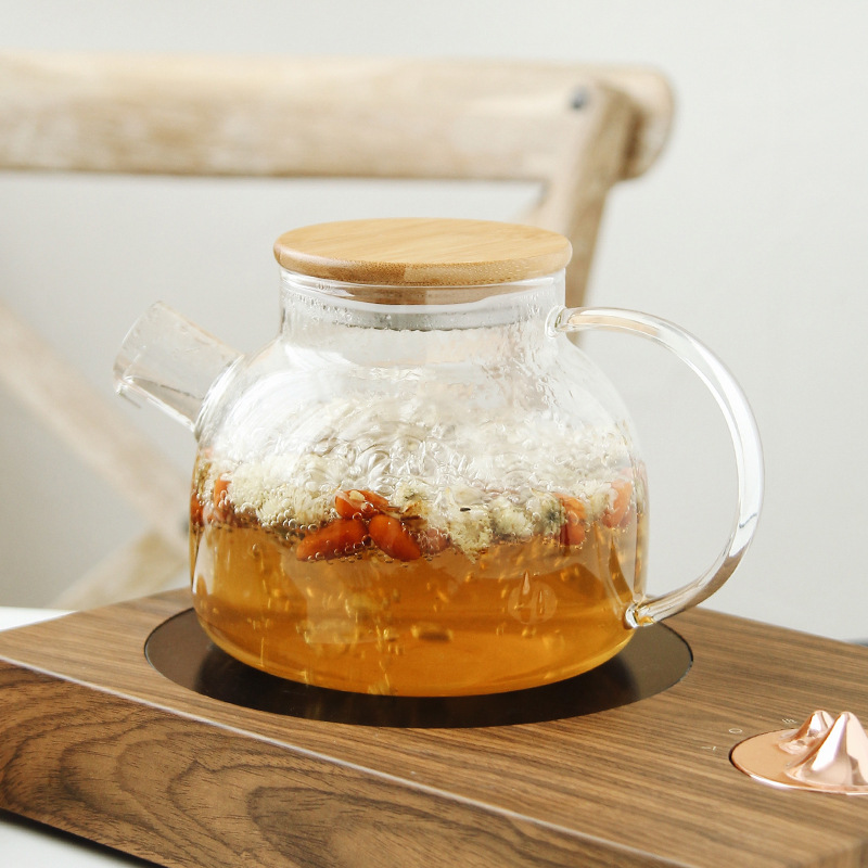 Thickened glass high temperature tea set Fruit bubble flower fruit tea pot flower tea cup set household heat resistant can open fire