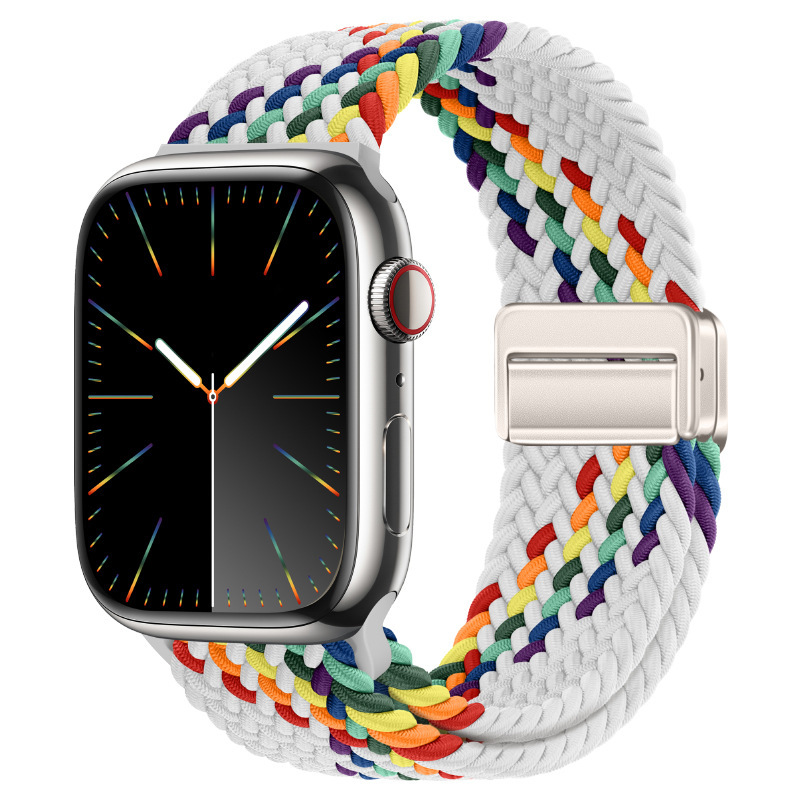 编织尼龙磁吸扣金属iwatch表带s9适用applewatch苹果手表s8新款se