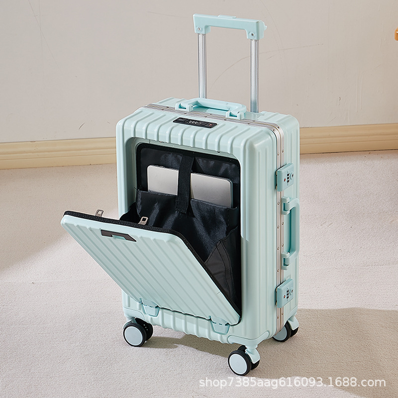 Front-opening aluminum frame luggage, women's business trolley, 2023 new style swivel wheel boarding password box, men Item Picture