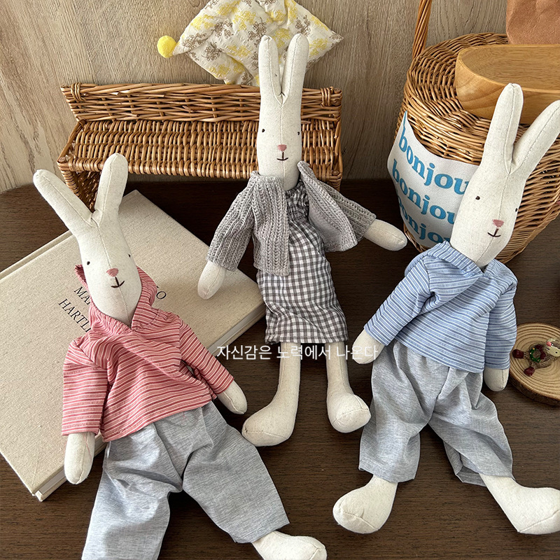 Korean-style cute rabbit three-dimensional cotton-filled dolls, children's figurines, girls' cloth dolls, room decoration toys, birthday gifts Specification image