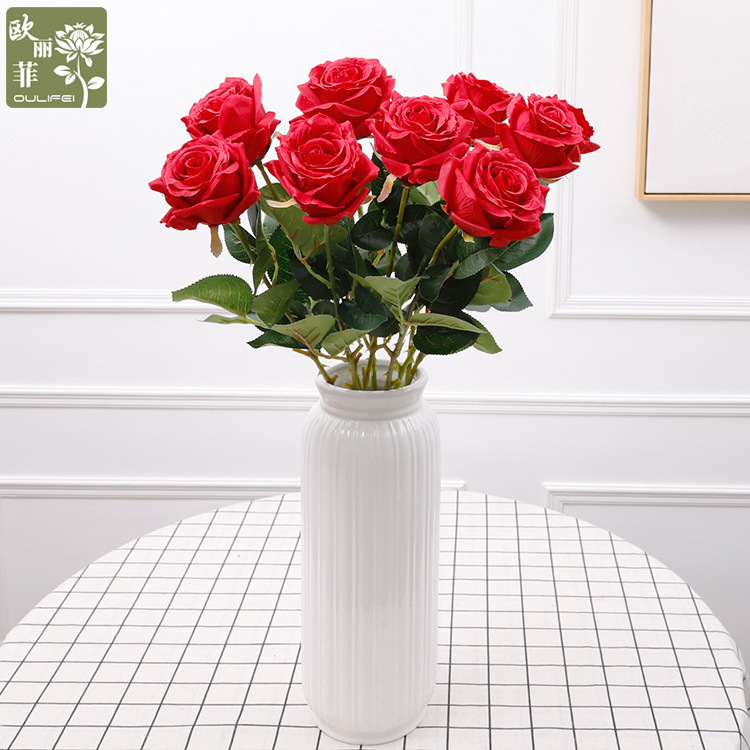 Rose Simulation Flower Wedding Bouquet Decoration Fake Flower Photography Props Plastic Flower Wholesale Simulation Rose Specification drawing