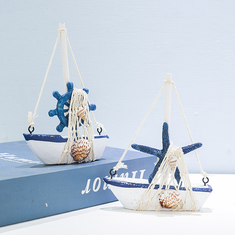 地中海风格帆船摆件家居装饰品摆设时尚创意木质小船模型工艺礼品（价格面议）详情图3