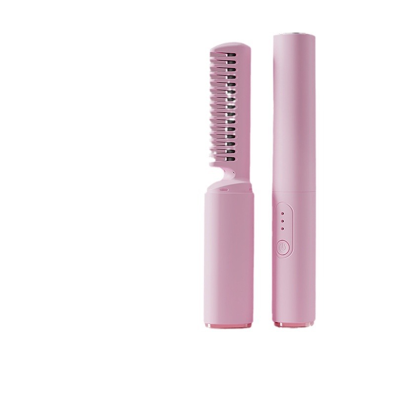New lazy person's hair straightening comb, wireless hair straightening device, small USB charging, portable travel, curling and straightening dual-purpose wonder Item Picture