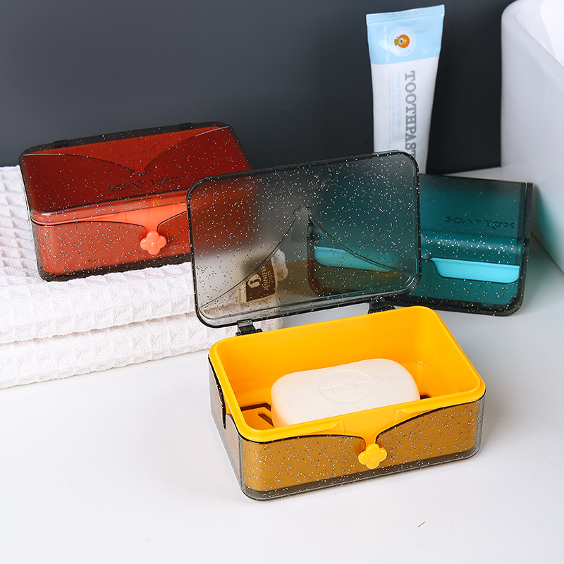 Small Simple Clamshell Crystal Transparent Soap Box Nordic Double Soap Box With Lid Free Water Soap Box Color Box Packaging details Picture