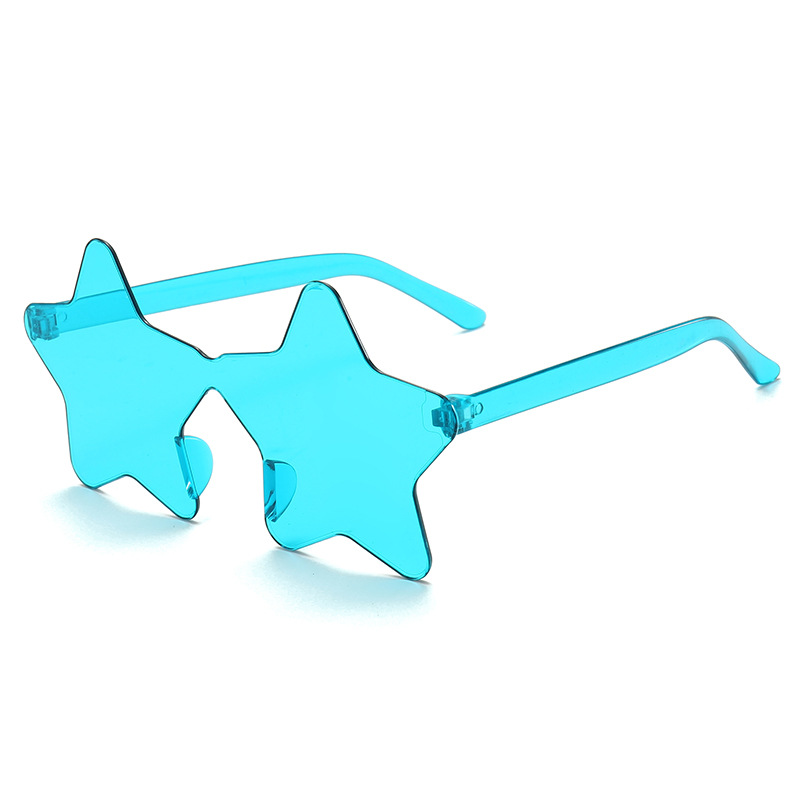 New personalized candy-colored frameless star sunglasses, funny five-pointed star one-piece sunglasses for parties and gatherings Specification image