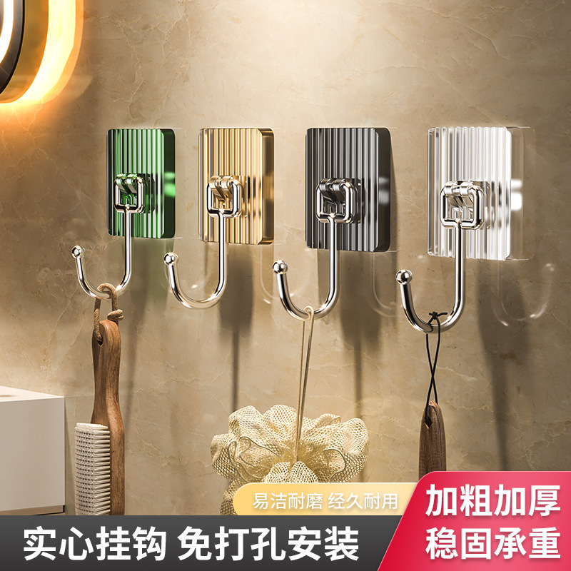 挂钩不锈钢厨卫挂勾免打孔金属挂钩强力无痕门后挂衣钩子自粘粘钩
