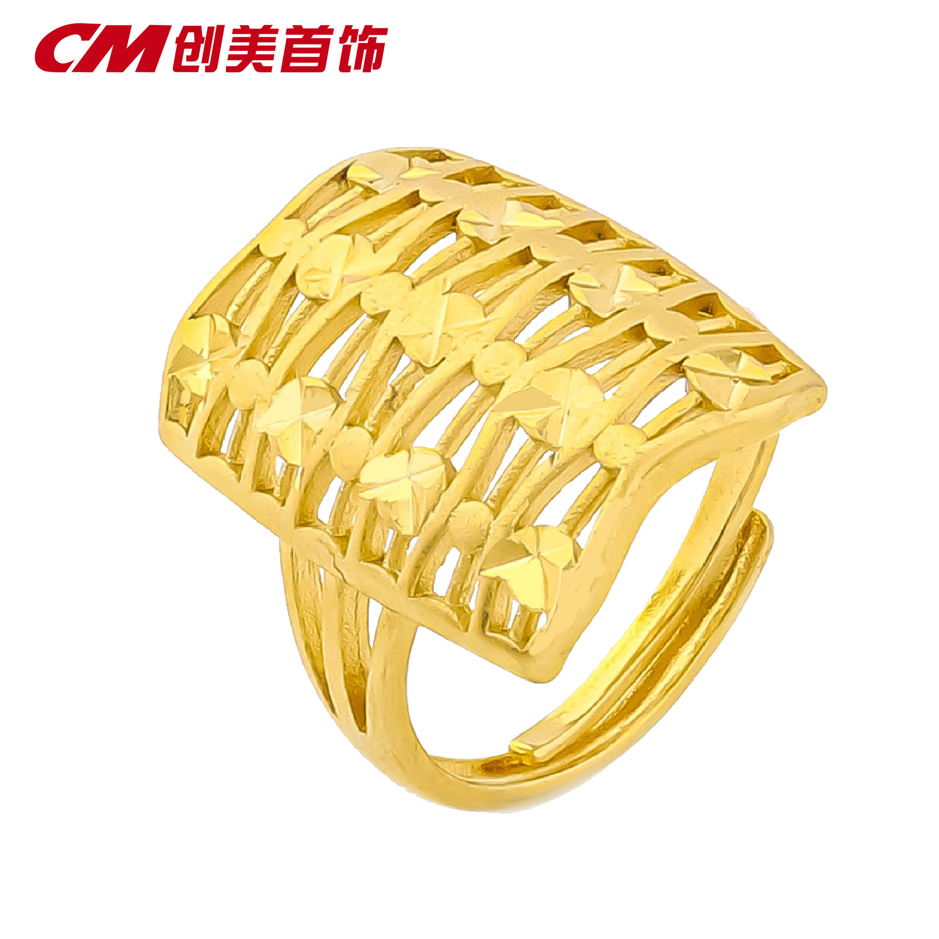 Chuangmei Jewelry's 24K gold-plated heart-shaped ring, a unique and retro design for women, is a wedding ring Application Scenario