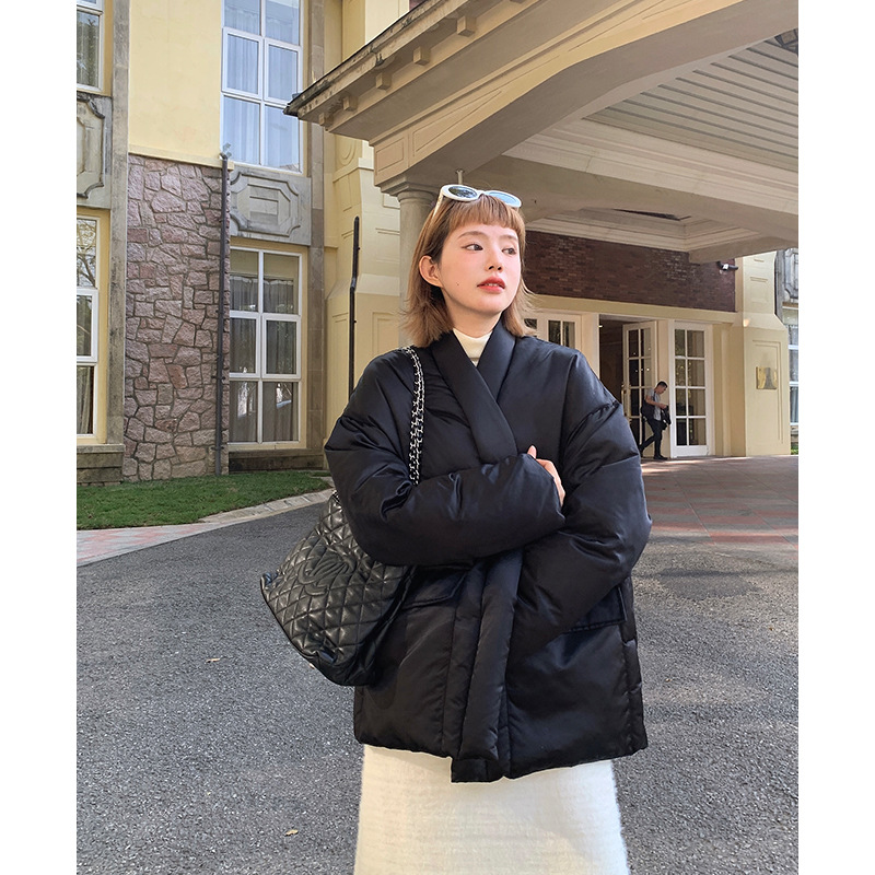 Unity Mode Japanese Cardigan 90 White Down Jacket Women's Winter Lazy Design Feel Loose Coat