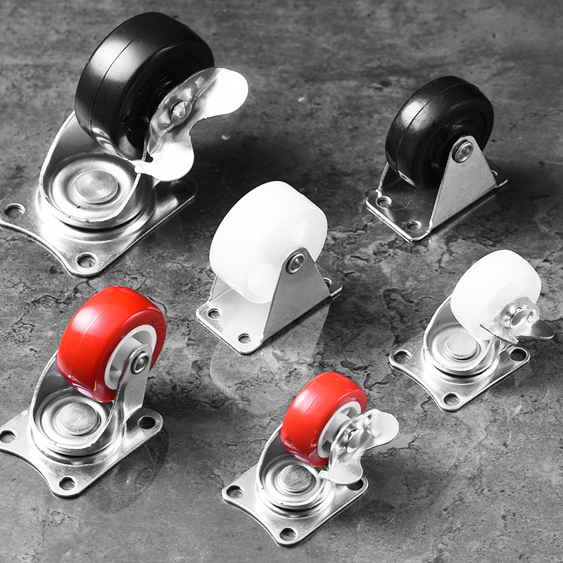 静音PVC定向万向脚轮迷你带刹手推车轮子PP耐磨顺滑家具滑轮