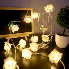 厂家直销LED仿真玫瑰花灯串婚庆婚房求婚道具装饰玫瑰花灯氛围灯