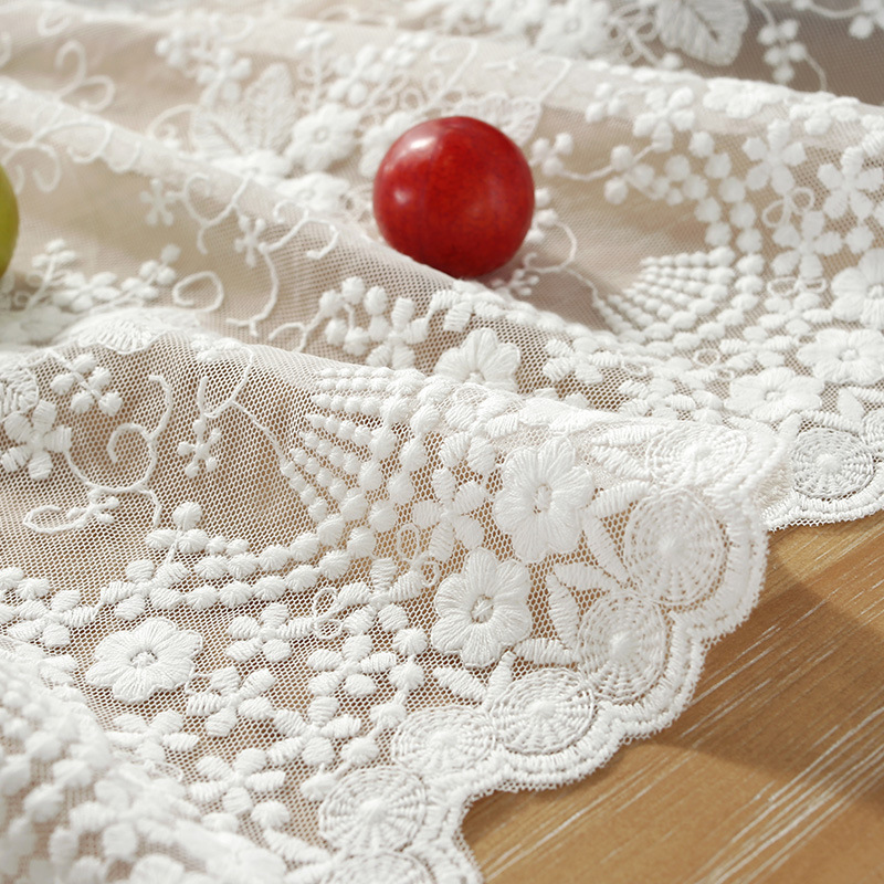 法式白色绣花棉线蕾丝桌旗婚礼复活节开斋节装饰长方形盖布茶几布详情图2