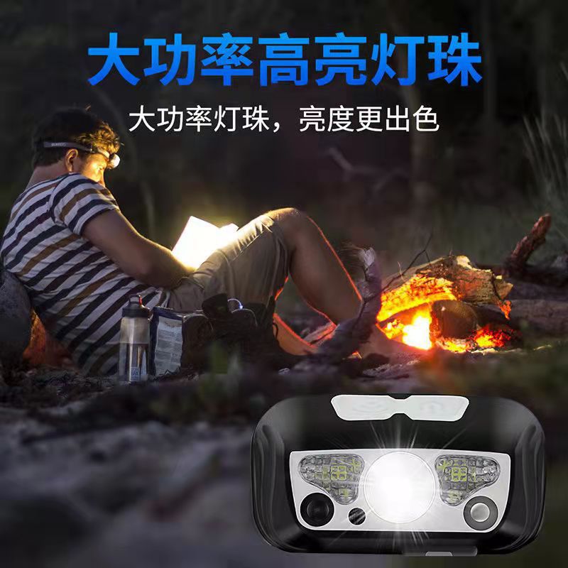 Cross-border led small headlamp, usb charging sensor night fishing lamp, portable strong light night running headlamp, outdoor miner's lamp Specification image