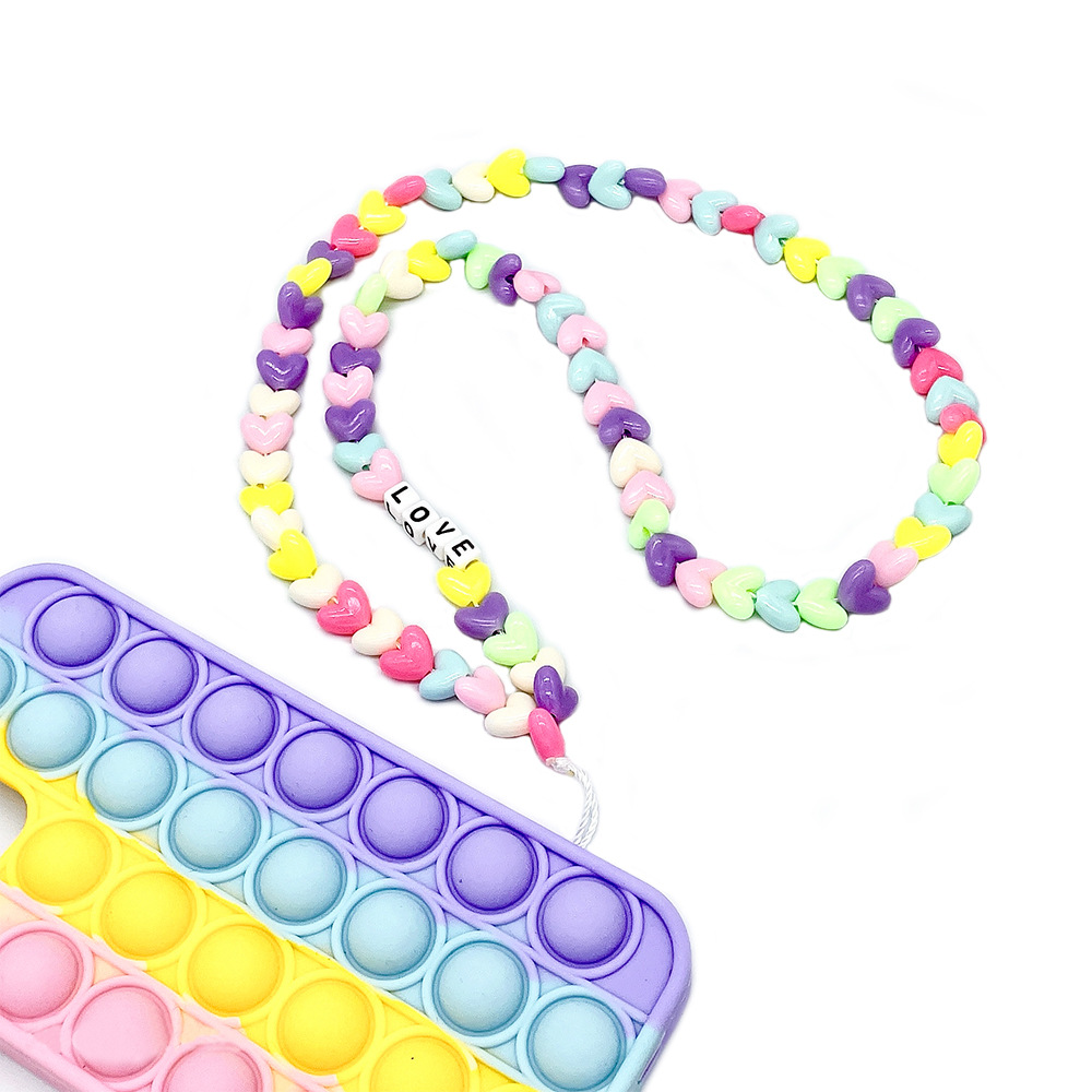 European and American long neck-hanging cartoon letter mobile phone chain, acrylic bead neck-hanging mobile phone chain, mobile phone pendant rope