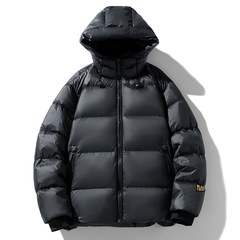 Black and gold down jacket for men, 2024 winter warm outdoor windproof hooded jacket for men, white duck down jacket for men Item Picture