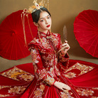 新款夏季新娘复古和服女大码新郎龙凤褂中式婚纱