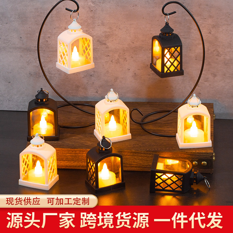 跨境 新品风灯装饰小夜灯圣诞装饰品LED电子蜡烛灯马灯工艺品摆件
