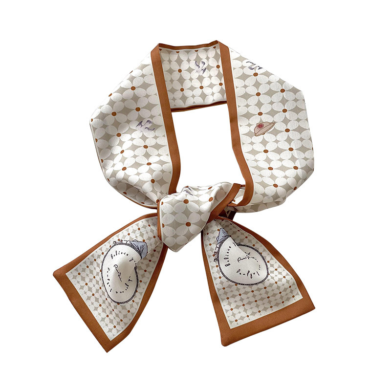 Thin And Narrow Long Small Silk Scarf Female Spring And Summer Multi-Functional Tie Hair Tie Bag Decorative Scarf Headband Streamer Headwear Item Picture