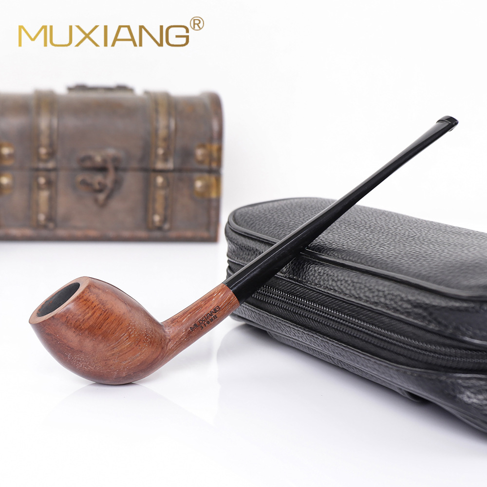 木香手工木制直柄阅读斗长柄实木烟斗pipe跨境爆款花梨木烟斗厂家