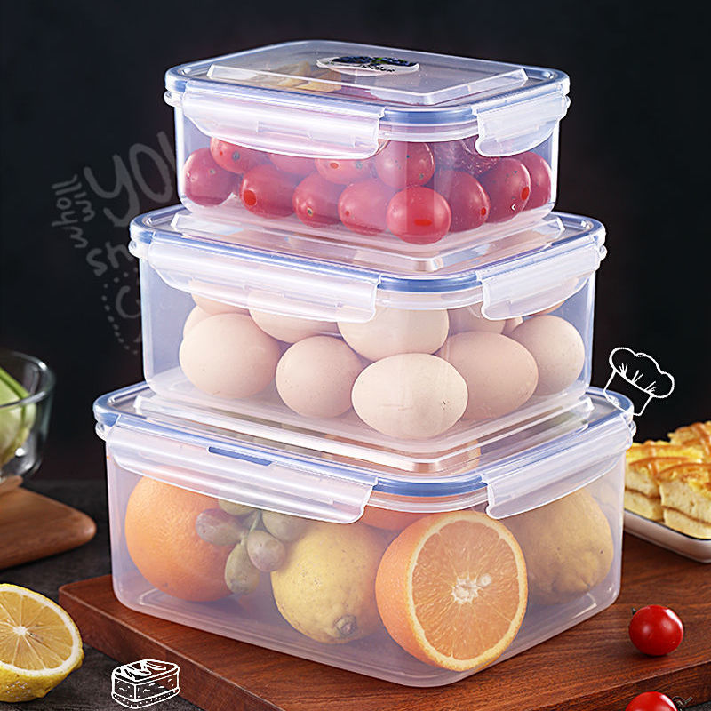 Customized refrigerator sealed food storage box set, kitchen microwave oven heating lunch box, food-grade plastic box, bento box details Picture
