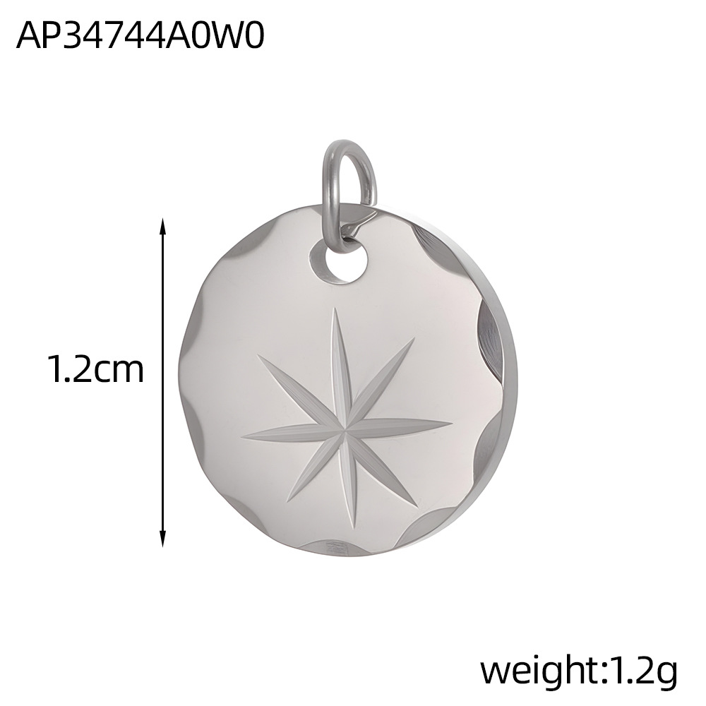 Cross-border best-selling stainless steel pendant texture pattern round plate heart four-leaf clover diy bracelet necklace accessory pic 32