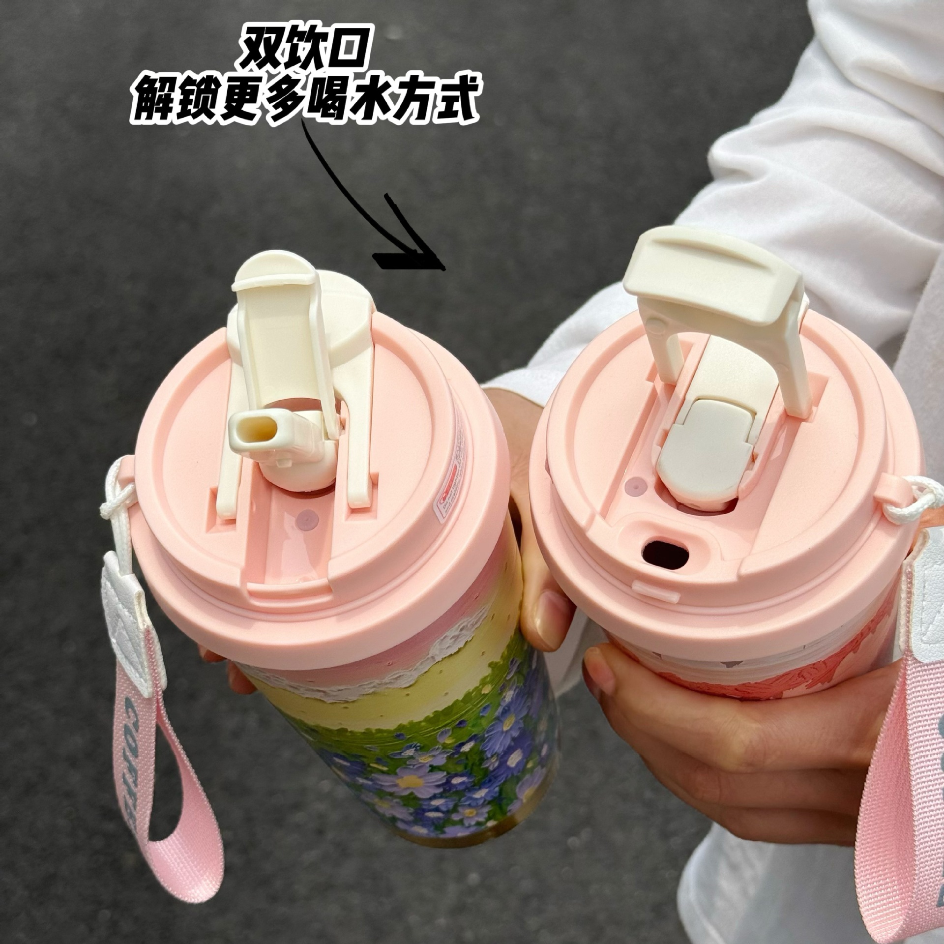 Guozao café taza aislante para chicas suzulan nuevo estilo doble taza de agua premium sentido con pajita estudiante gran capacidad ice ba tazas Specification image