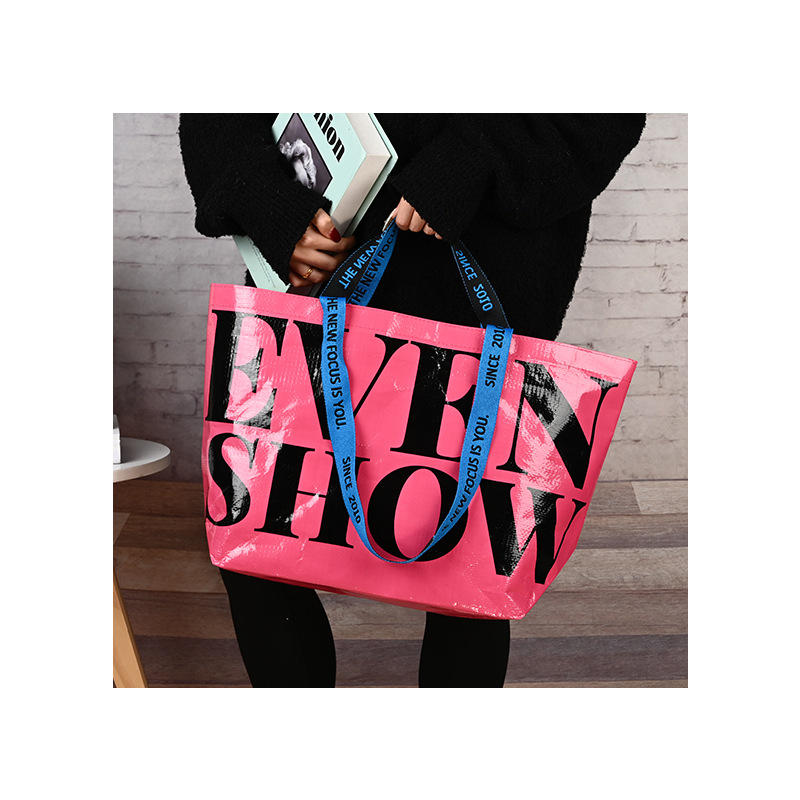 Customized hand-held woven bags, pp laminated waterproof moving snake skin bags, advertising bags, fashionable gift shopping bags, and printable words Item Picture