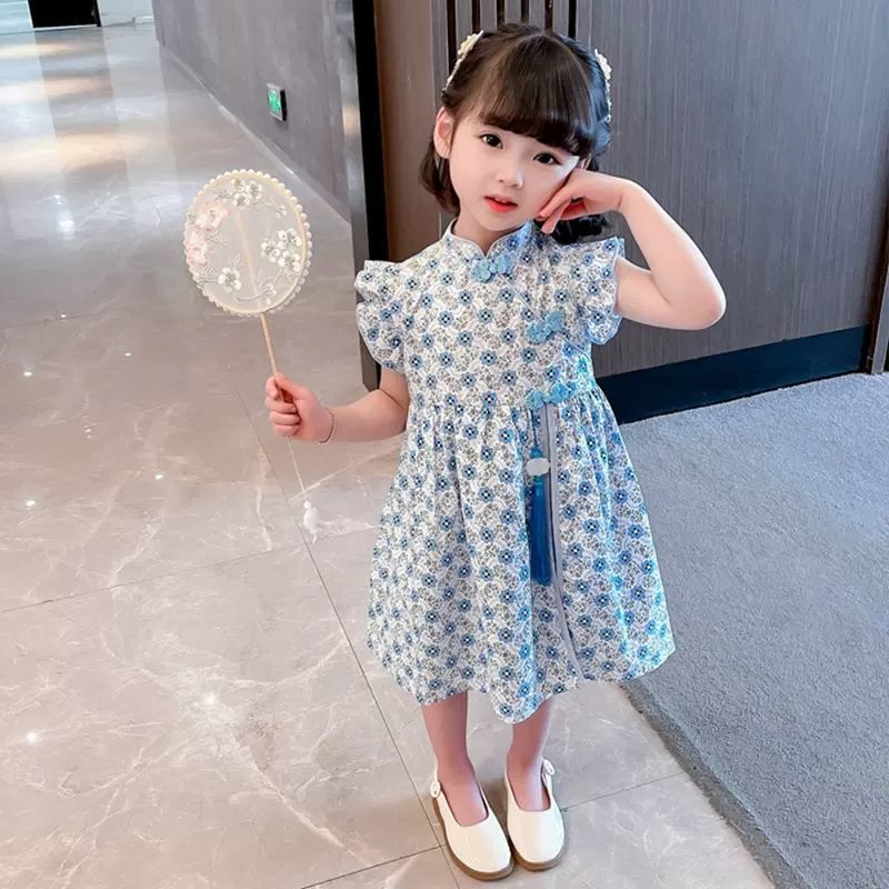 Summer 2022 new stylish cheongsam dress for girls, baby girls, children's summer wear, Hanfu dress Specification image