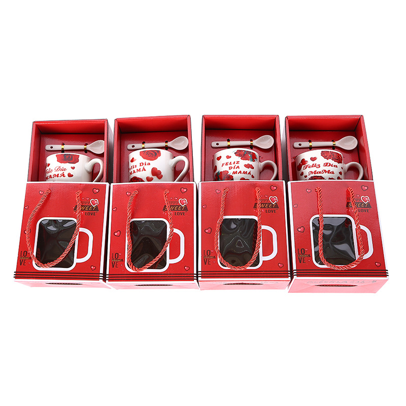 Spanish-language Mother's Day ceramic cups as Mother's Day gifts can be designed as logo handbags and gift boxes for guests Item Picture