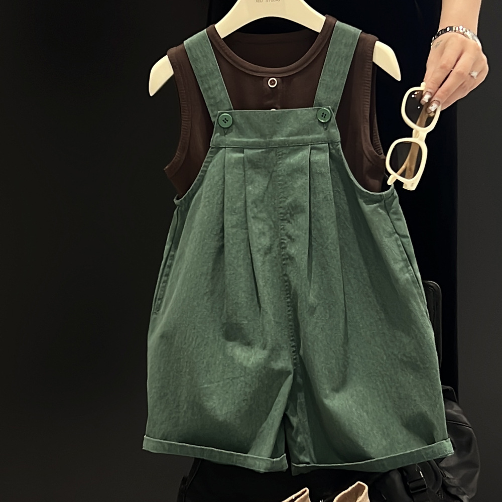 Boy Summer Clothes Boy Baby Korean Casual Suit Children's Fashion Western Style Suspenders + Vest Two-Piece Set Application Scenario