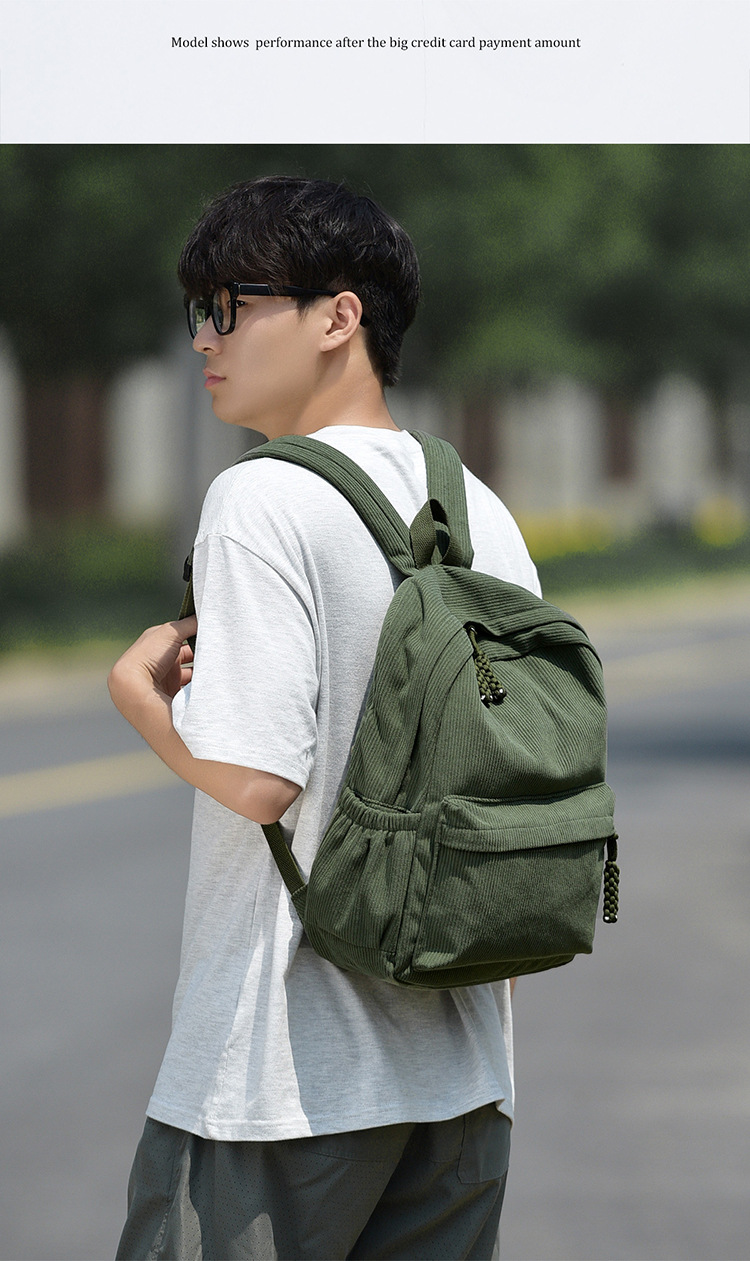 春季灯芯绒小背包女2025新款大学生双肩包休闲百搭大容量旅行背包详情19