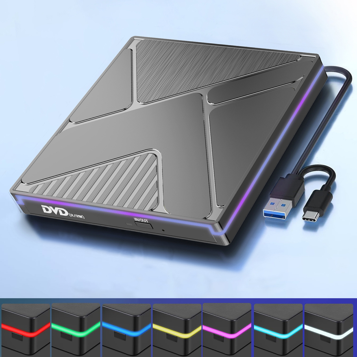 Cross-border factory wholesale of multi-functional optical drives for desktop computers, laptops, RGB mobile DVD burners, and external optical drives Application Scenario