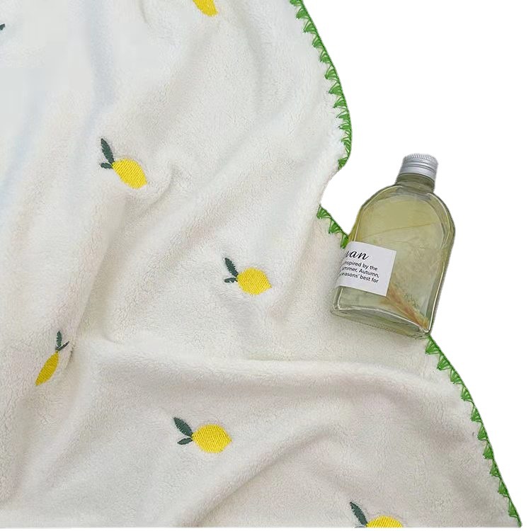 Forsweet Coral Velvet Embroidery Bath Towel Towel Fruit Embroidery Soft Absorbent Thickening High-Density Household A Piece Of Hair Item Picture