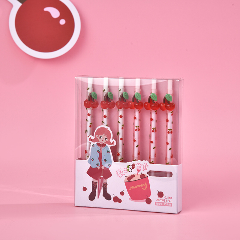 Cherry Army Series Cartoon Fashion Stationery Pen ZF2508 Cherry Student Press Gel Pen Office supplies Specification image