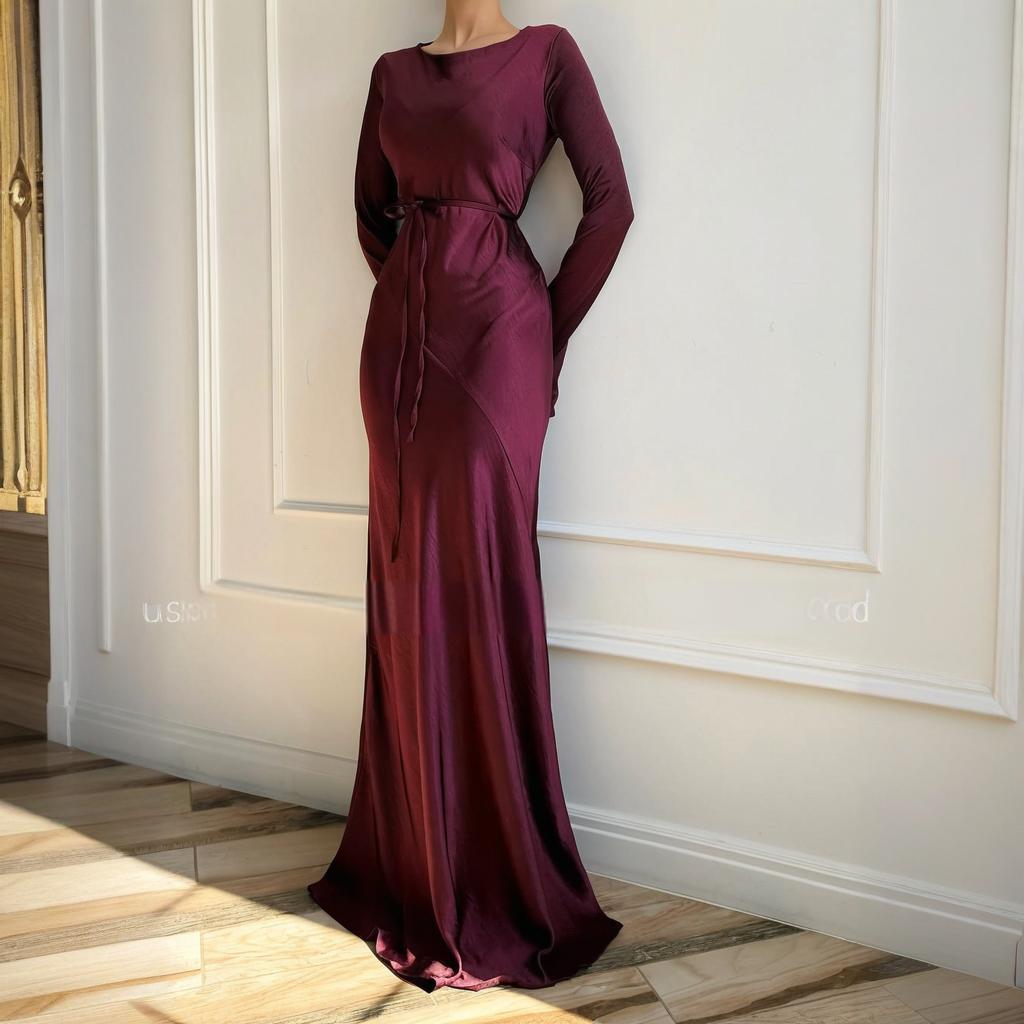 Spring 2025 new cross-border European and American foreign trade women's clothing solid color halter skirt elegant and fashionable evening dress set
