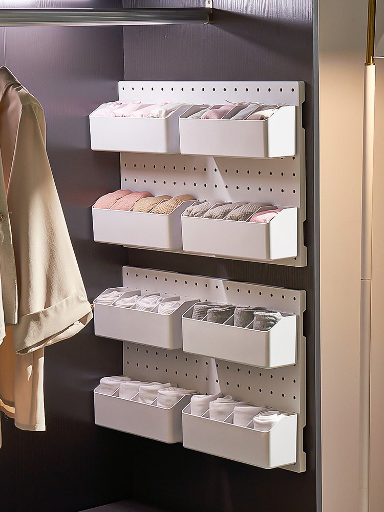 Perforation-Free Home Hole Panel Wall Hanging Wardrobe Pull Underwear Socks Diy Storage Rack Storage Box Storage Rack