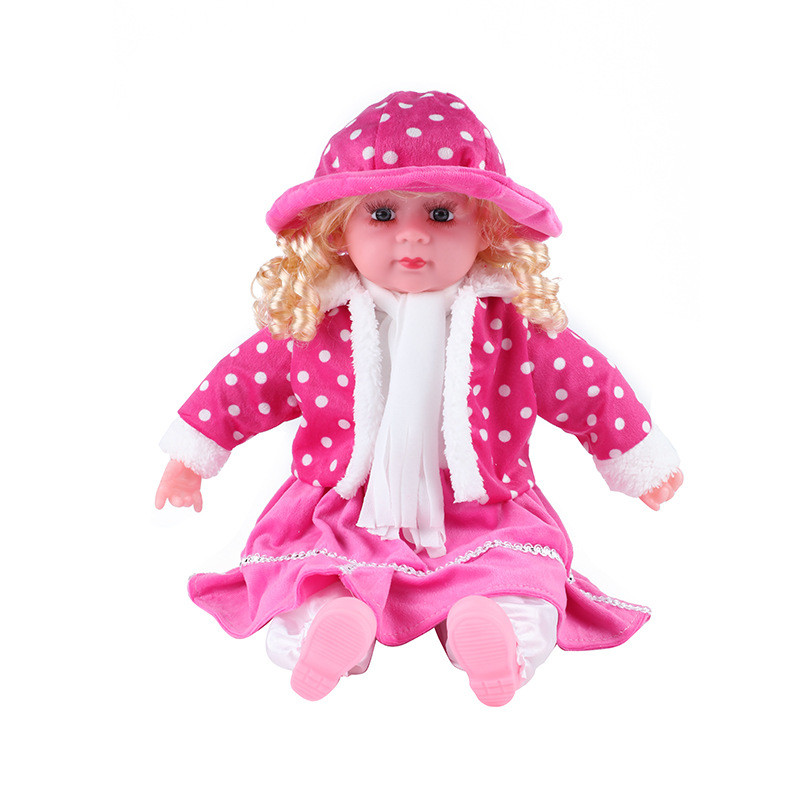 Baby Comfort Toy Polka Dot Dress Girl Will Vocalize Baby Comfort Baby Doll Doll Change Toy Item Picture