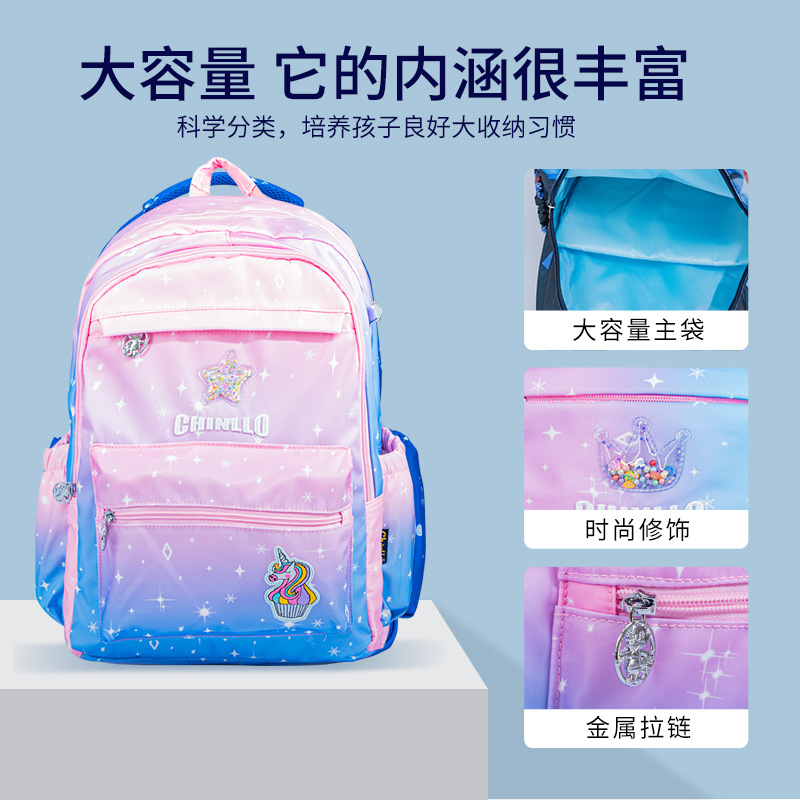 2024 nuevo estilo para niños bolsa de escuela bolsa de escuela primaria reducción de la carga protección de arnes 1-6 grados bolsa de escuela para mujeres garantía de calidad fábrica suministro directo Item Picture